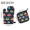 thumbnail image 2 of Yayeee Oven Mitts and Pot Holder Set of 2 Heat Resistant Kitchen Gloves Baking Hot Pad, Cartoon Space Cat, 2 of 5