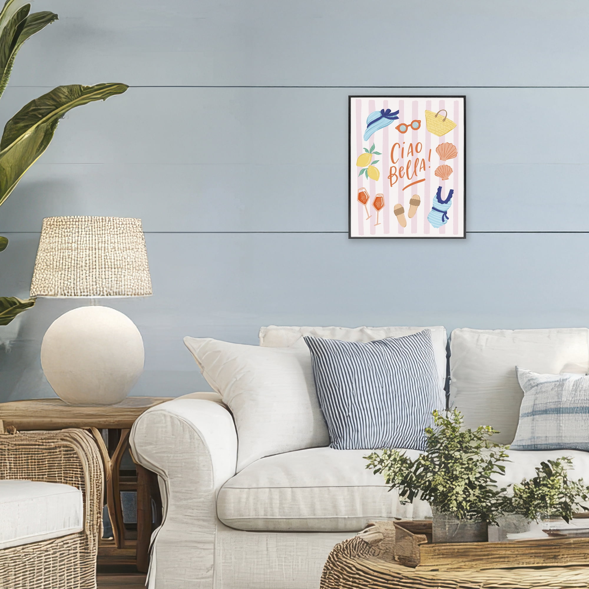 Stupell Industries Summer Ciao Bella Black Framed Giclee Art, design by Sandra Picco