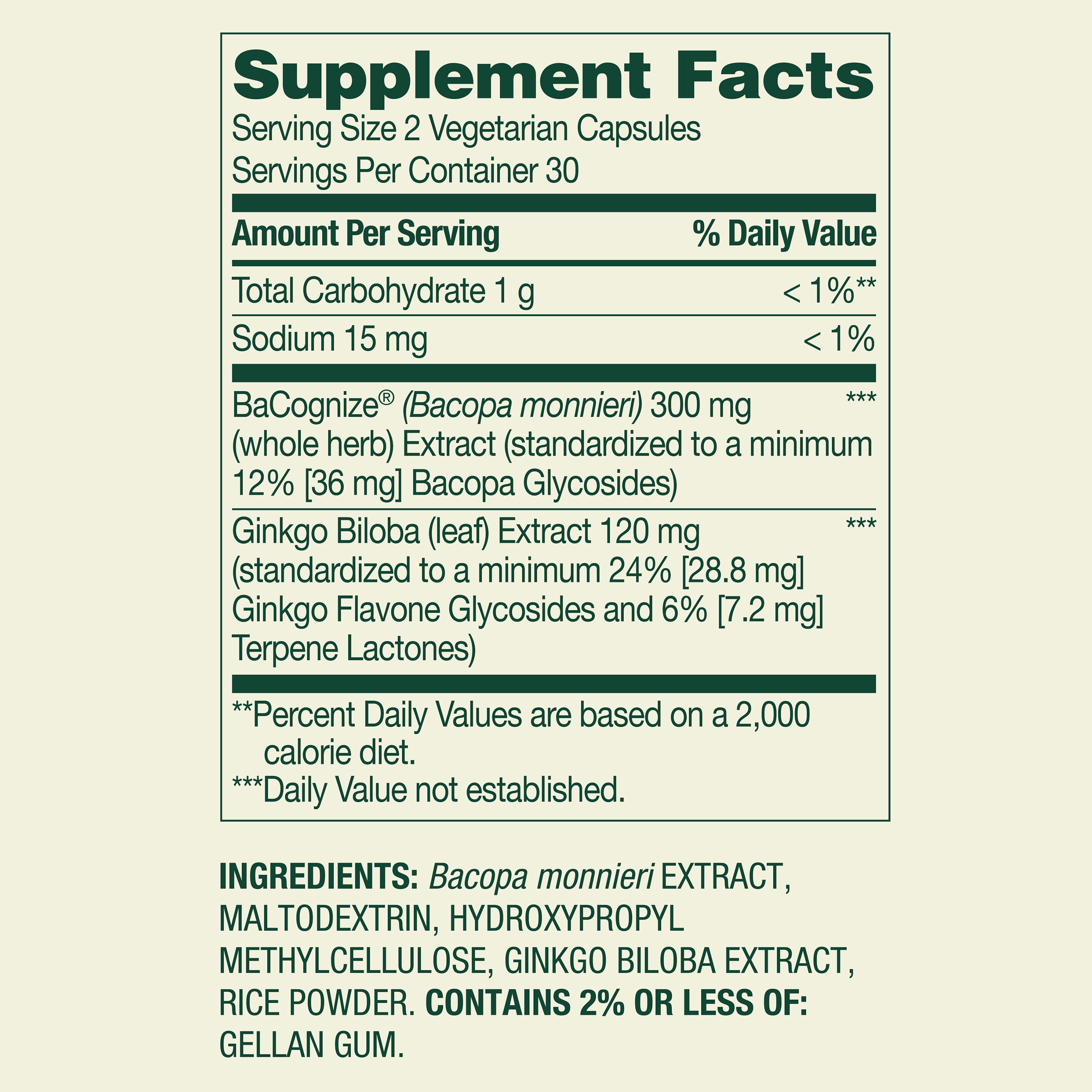 Spring Valley Brain Performance Memory Support Dietary Supplement Vegetarian Capsules, 60 Count