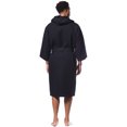 thumbnail image 5 of Waffle Hooded Long Robe Square Pattern Black, 5 of 6