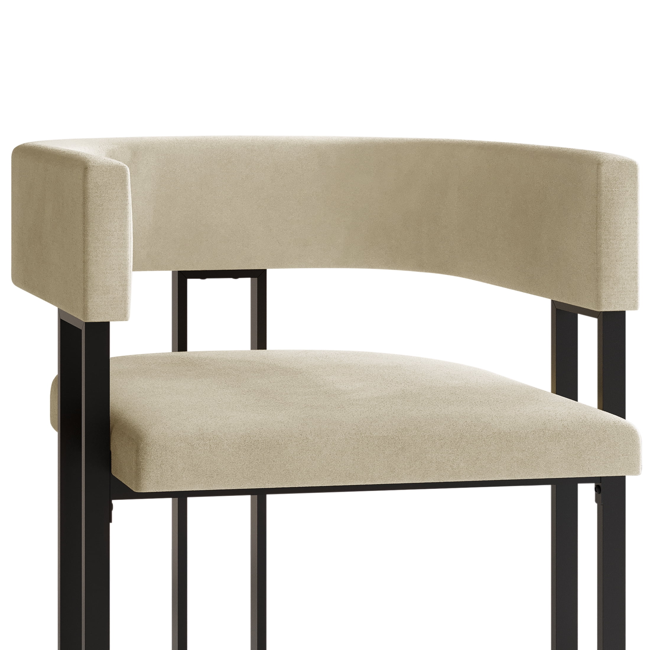 Castle Place Minimalist Black Metal Dining Chair, Champagne Velvet