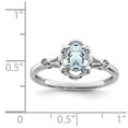 thumbnail image 2 of White Sterling Silver Ring Band Gemstone (03) March Aquamarine Oval Blue Diamond Round, 2 of 2