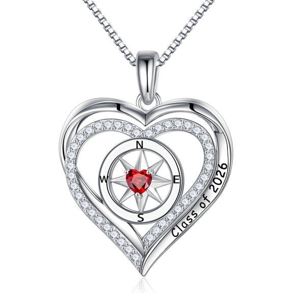 Iefil S925 Sterling Silver Birthstone Heart Pendant Necklace for Women, Dainty Graduation Gifts 2026, CZ Fine Jewelry