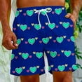 thumbnail image 2 of Penkiiy Men Drawstring Valentine's Day Love Print Beach Casual Trouser Shorts Pant S Blue, 2 of 9