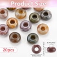 thumbnail image 2 of 1 Box 20Pcs Natural Gemstone Beads 14mm Indian Agate Bead Bulk Round Large Hole Stone European Rondelle Spacer Macrame Beads, 2 of 9