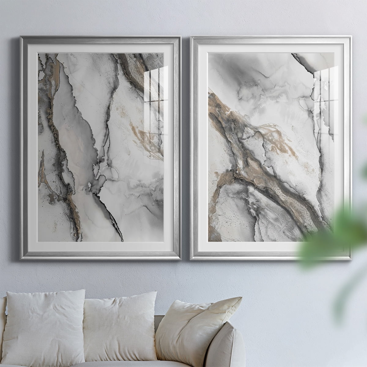 Wexford Home Abstract Ink Fantasy I Premium Framed Print, 22.5" x 30.5" - Ready to Hang, Silver (Set of 2)