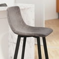 thumbnail image 6 of Merrick Lane Modern Leather Bar Stool, Gray Faux (Set of 2), 6 of 12
