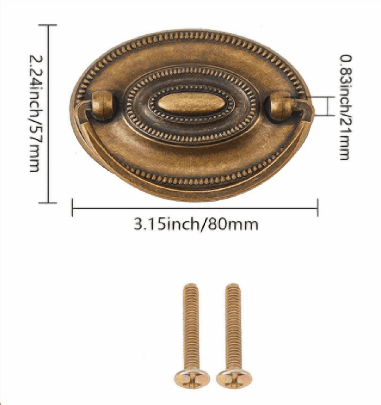 CATPAN  Furniture Dresser Pull Brass Drop Swing Handles Hardware Vintage Drawer Pull Ring Decorative Hardware Knobs with Screws for Swing Handles Closet Cabinet Nightstand Cupboard Knob（6pcs）