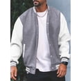 thumbnail image 2 of xiaxaixu Men's Spring Autumn Casual Coat Long Sleeve Lapel Button Up Contrast Color Baseball Jacket, 2 of 8