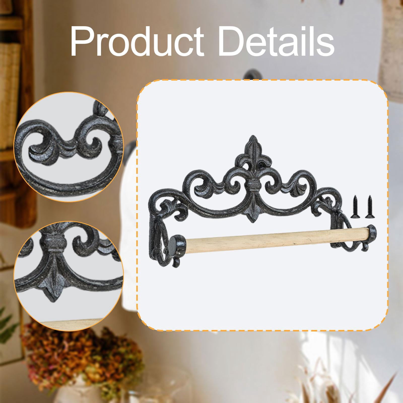 Fiocias Iron Wall Toilet Paper Holder Retro Style Smart Tissue Roll Rack Sturdy Bathroom Style B