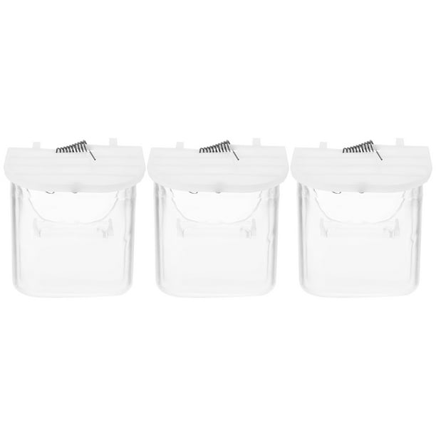 3 comederos colgantes de plástico para loros, contenedor de comida para pájaros, comedero para jaula de pájaros