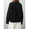 thumbnail image 4 of Womens Denim Tops Pullover Trendy Casual V Neck Loose Fit Puff Sleeve Jean Cotton Shirts, 4 of 5