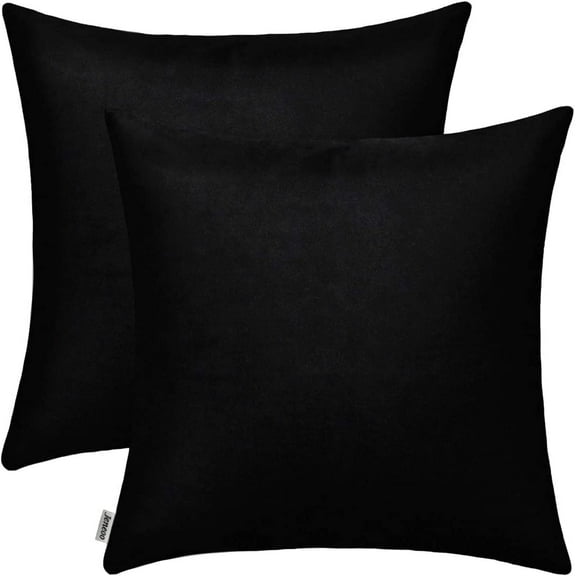 Comfy Soft Thick Throw Pillow Covers Decorative Square Couch Cushion Cases for Bedroom Sofa Car Decor (Black, 2 Pieces)
