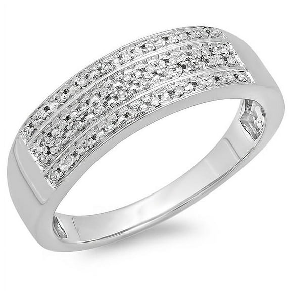 Dazzlingrock Collection 0.15 Carat (ctw) 14K Round Diamond Men's Micro Pave Wedding Anniversary Band Ring, White Gold, Size 9