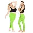 thumbnail image 2 of Stretch Is Comfort Women's Cotton Full Length Leggings Lime Green 2X, 2 of 6