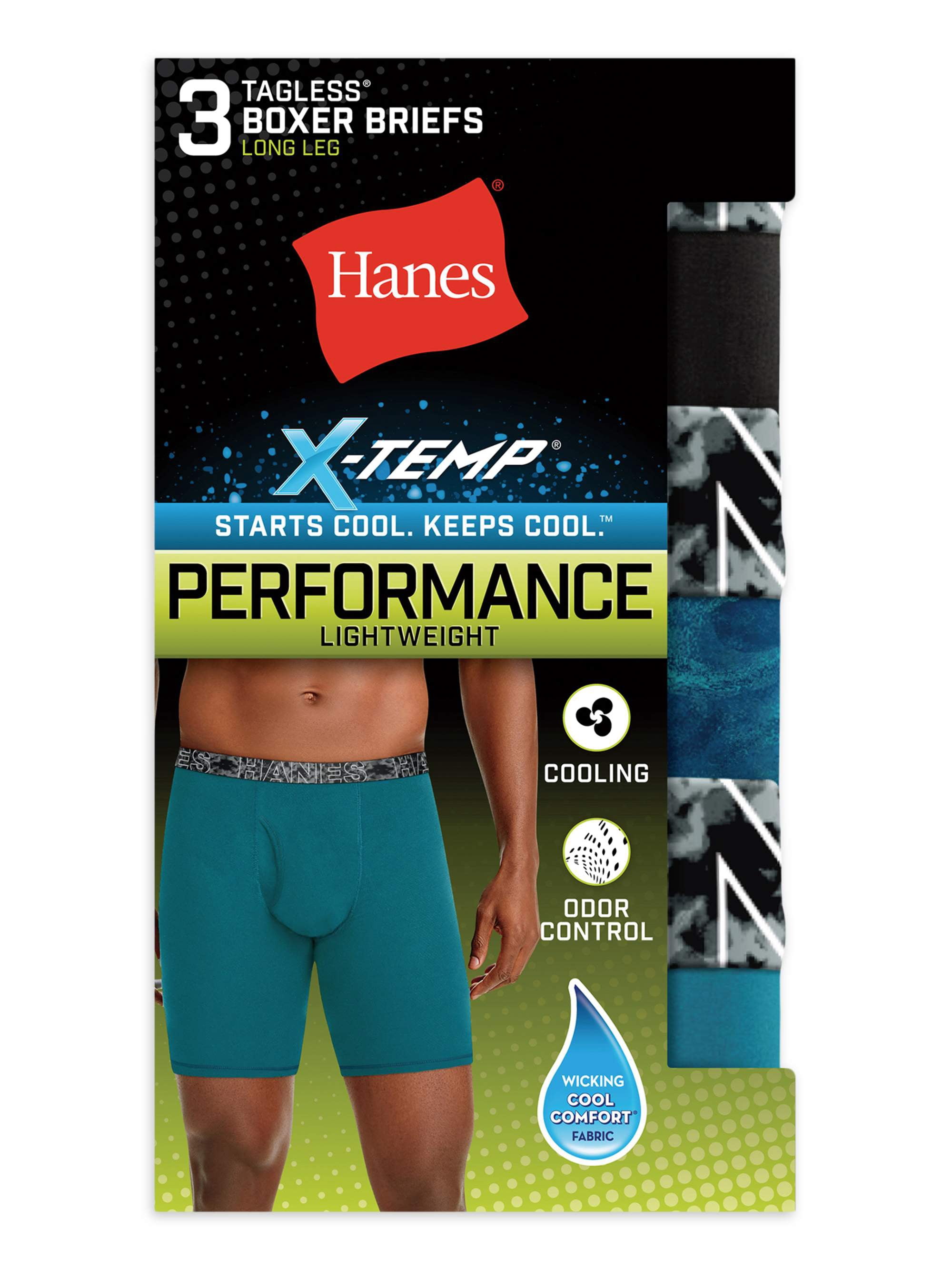 Hanes Men's X-Temp Lightweight Long Leg Boxer Briefs, 3 Pack