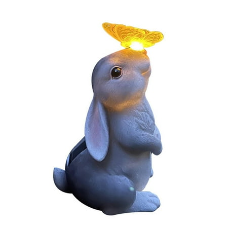 TB&W Solar Animals Statue Art Crafts Resin Glowing Rabbit Sculpture for ...