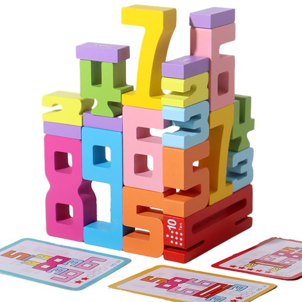 Juego de bloques de construcción apilables de madera JYJ del 1 al 10, más de 3 años