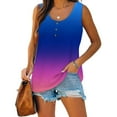 thumbnail image 2 of BYOIMUD Women's Tunic Tank Tops Button up Swing Vest Gradient Color Sleeveless Crewneck Cute Clothes for Teen Girls Womens Plus Size Summer Blouse Blue L, 2 of 7