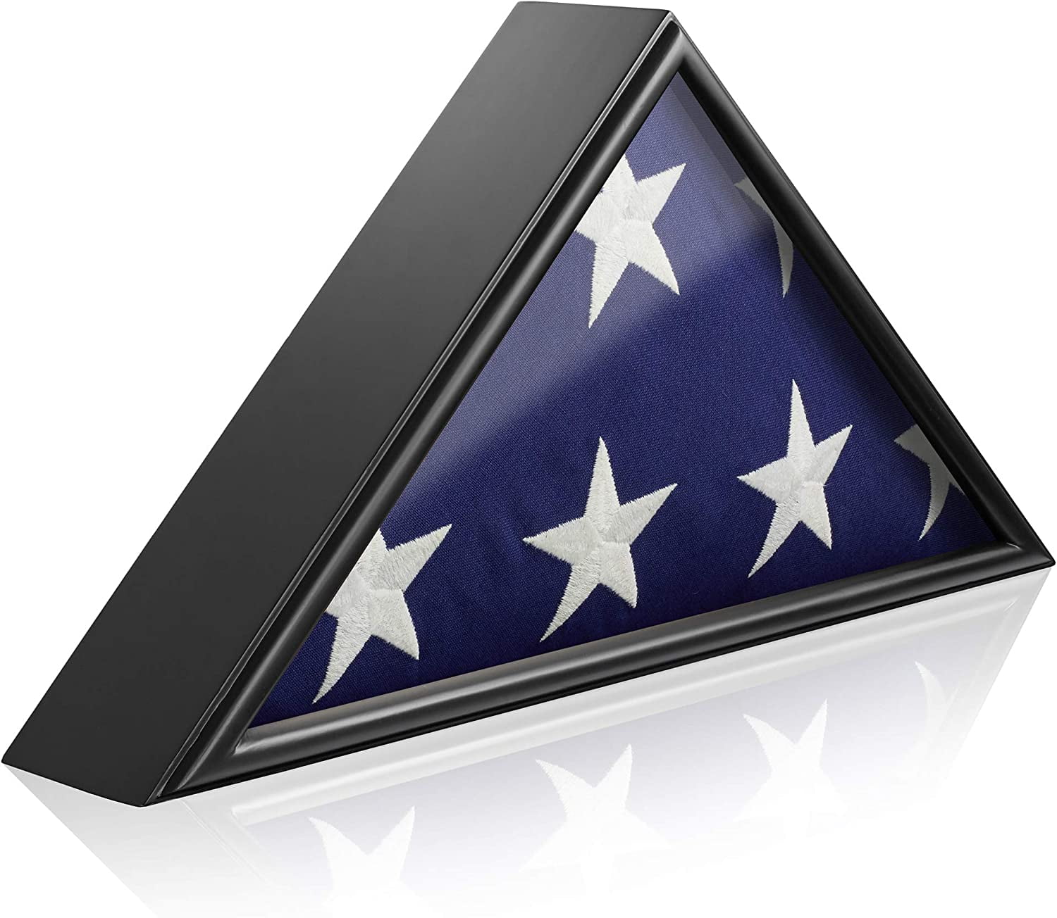 Military Burial Flag Display Case, Solid Wood Black Finish