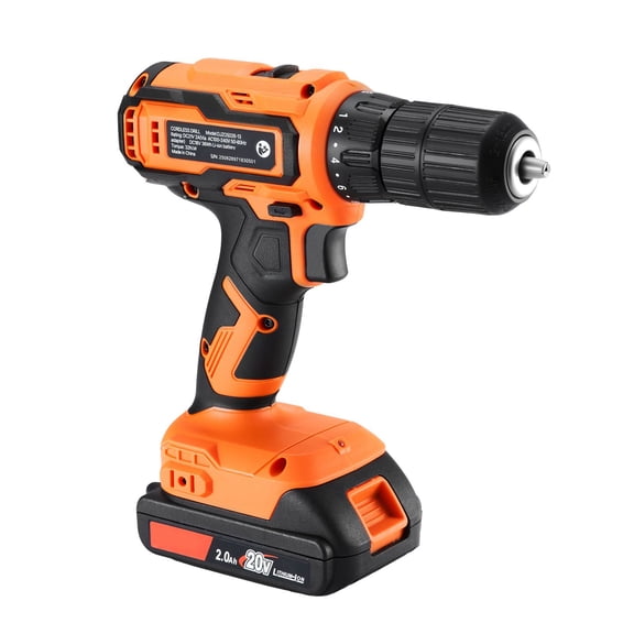 20V Cordless Drill Driver Kit with 2 Batteries,1/2" Chuck,Variable Speed,Includes Charger&Belt Clip for Woodworking and Metal Drilling