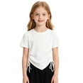 thumbnail image 2 of Girls Short Sleeve Irregular T-Shirts Kids Slim Fit Tops Summer Fashion Crewneck Tees Girl Clothes Size 7-8 Years, 2 of 4