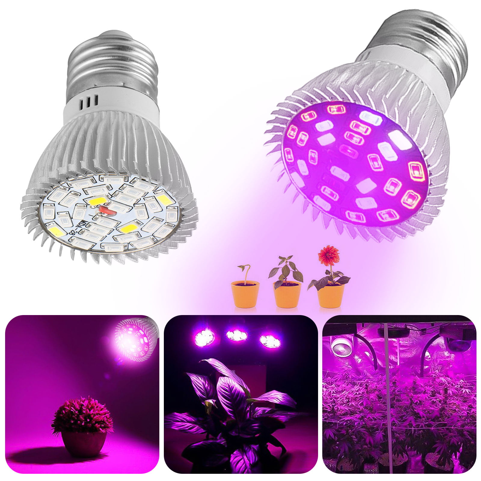 Timer Function 18W 36 LED Plant Grow Light Kit Dual Head Lamp 360°Adjustable US 