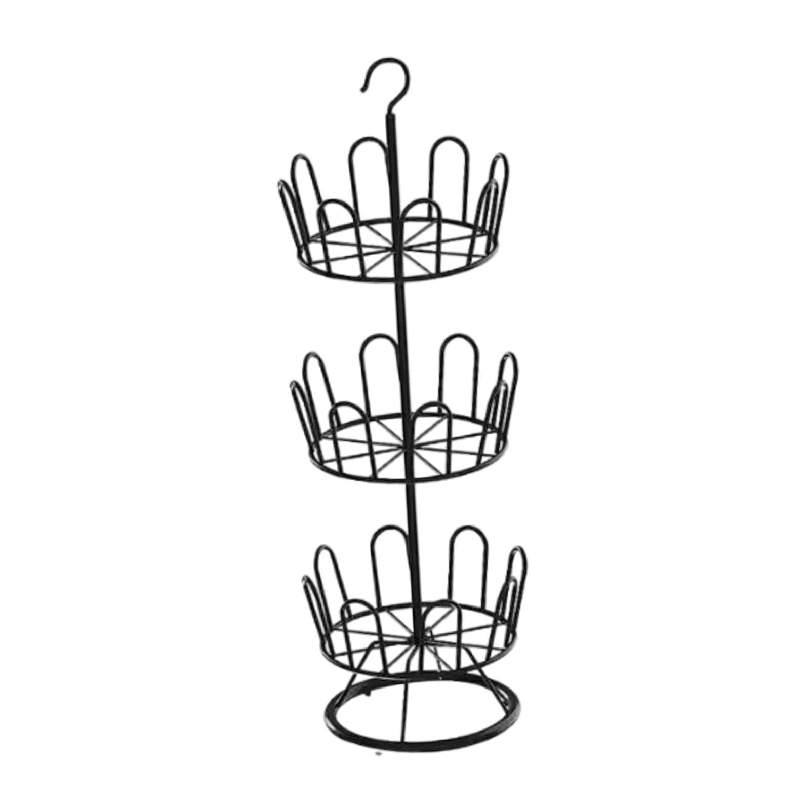 Baoblaze Revolving Shoe Rack Modern Metal Shoe Tree Rack for Apartment Farmhouse Dorm Black 3 Tiers
