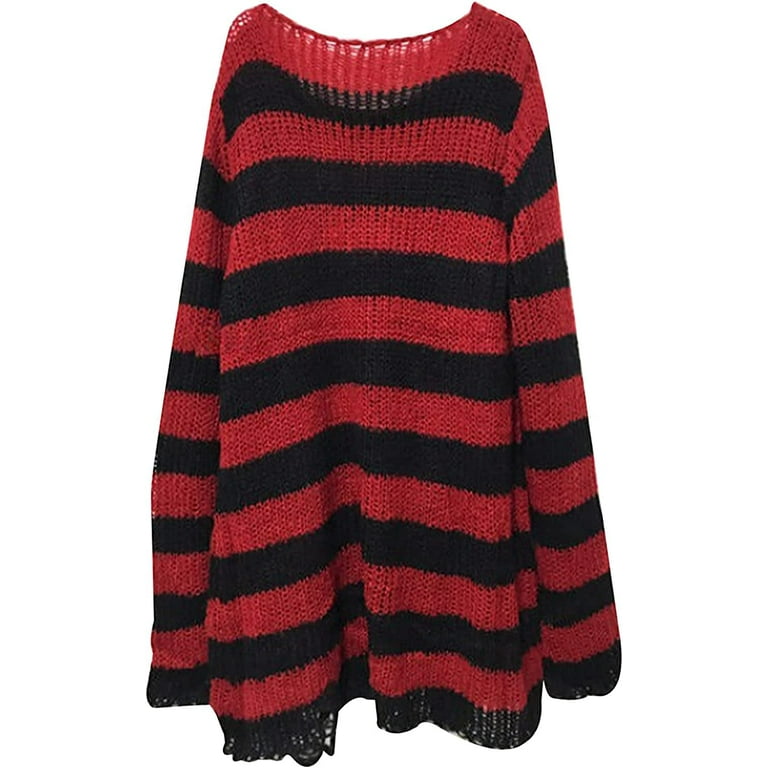 CAREFORM Y2K Oversized Goth Punk Ripped Striped Long Sleeve Pullover Sweater Fairy Grunge Distressed Emo Streetwear Tops Clothes - Walmart.com CAREFORM Y2K Oversized Goth Punk Ripped Striped Long Sleeve Pullover Sweater Fairy Grunge Distressed Emo Streetwear Tops Clothes - Walmart.com
