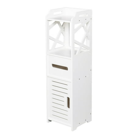 Living Room Cabinet Storage White PVC Floor Standing Storage Cabinet Bedroom Organizer Furniture Living Room Bathroom Cabinet ()