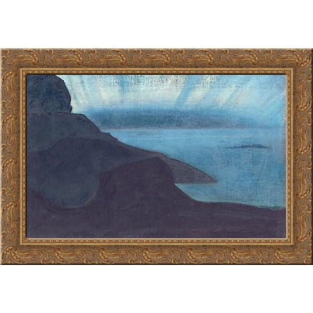 Monhegan (Shining of night) 24x18 Gold Ornate Wood Framed Canvas Art by Nicholas Roerich