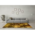 thumbnail image 3 of Ahgly Company Machine Washable Indoor Square Patchwork Yellow Transitional Area Rugs, 7' Square, 3 of 4