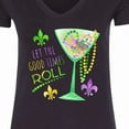 thumbnail image 4 of Inktastic Let the Good Times Roll Mardi Gras Goblet and Beads Women's V-Neck T-Shirt, 4 of 5