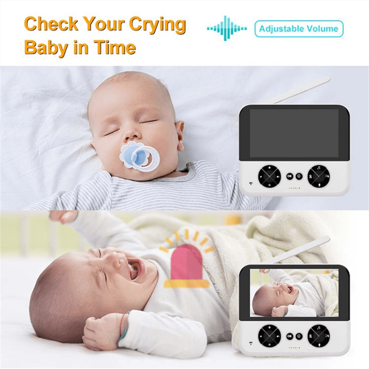4.3 Inch Baby Monitor 2.4Ghz Wifi Remote Audio Two-Way Voice Night Vision Wireless Security Baby Monitoring US Plug