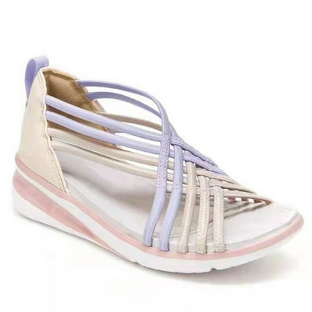 

Women Sandals 2022 Summer Sandals Casual Wedges Shoes For Women Soft Heels Chaussure Femme Mix Color Heel Shoes Summer Footwear