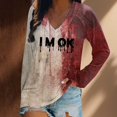 thumbnail image 1 of MHFRRA Camiseta de Manga Larga con Estampado de Manchas de Sangre para Mujer, Estilo Informal, para Fiesta de Halloween, con Cuello Alto, para Primavera, Verano y Otoño. Sandía Roja, 1 of 3