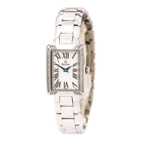 96R160 Women's Fairlawn Diamond Accented Bezel White MOP Dial Stainless Steel Bracelet Watch