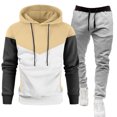 thumbnail image 2 of yuCgh Men's Fall Winter Hooded Sports Set, Two-Piece Tracksuit for Cold Weather Protection, Warm and Durable for Outdoor Sports and Casual Wear,Khaki L, 2 of 4