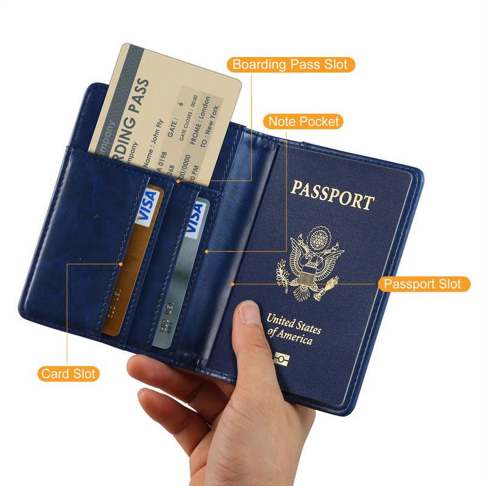 Passport Holder Travel Wallet RFID Blocking Case Cover, EpicGadget Premium PU Leather Passport Holder Travel Wallet Cover Case (Navy Blue) - image 4 of 4