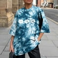 thumbnail image 5 of USSUMA Womens Blouses and Tops Dressy Women's Vintage Drop Short Sleeve Plus Tunics Printed Pattern Casual Short Sleeve Plus Tunics Gradient Tie-dye Print Tops Blouse Ladies Tops Trendy, 5 of 5