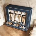 thumbnail image 3 of Portable Closet Wardrobe, 59-Inch Clothes Organizer with 3 Hanging Rods ,3 Shelves and 3 Drawers, Non-Woven Fabric Cover, Large Capacity Storage for Bedroom and Living Room ,Blue., 3 of 11