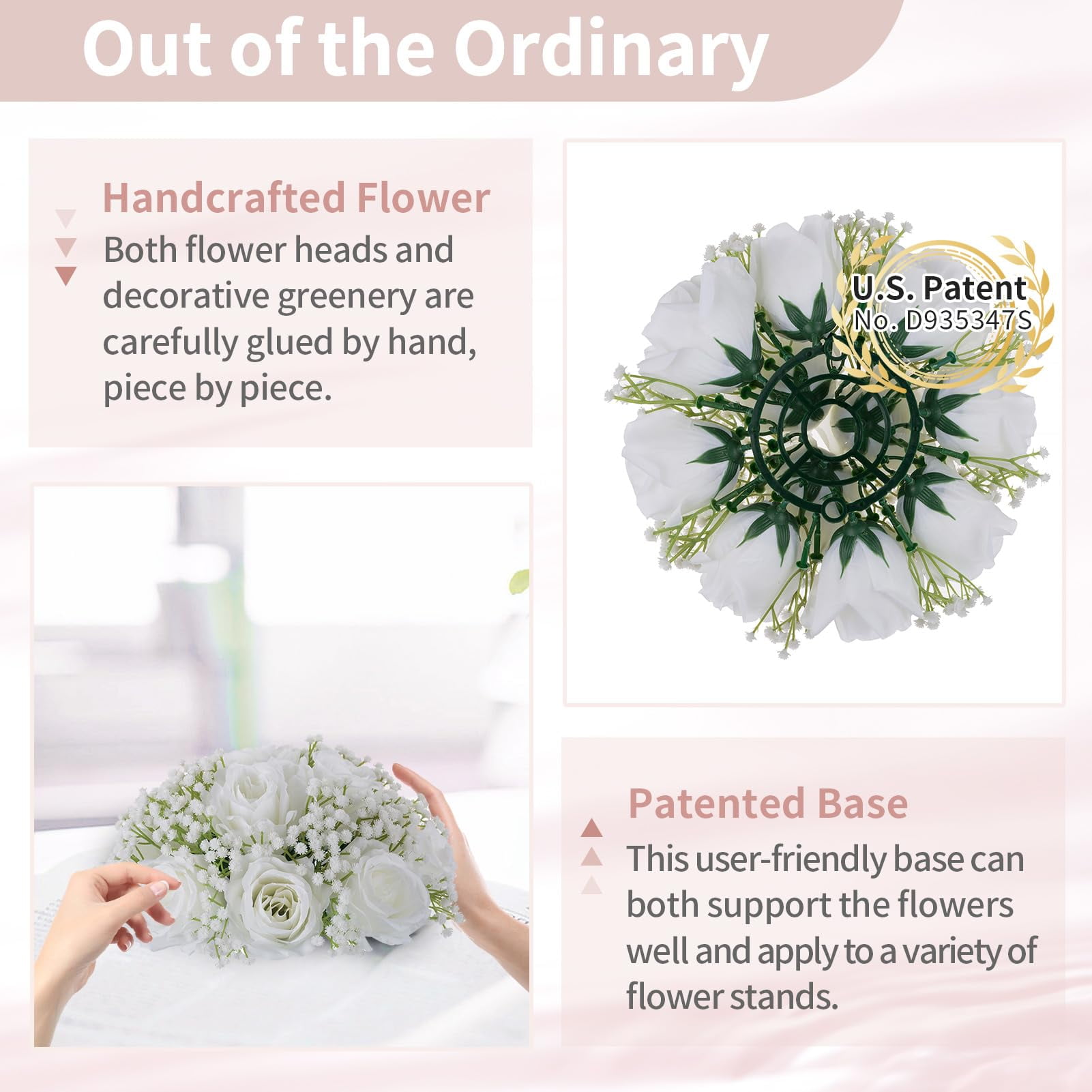 NUPTIO Baby Breath Centerpiece White Flowers：10 Pcs White Roses Artificial Flowers Centerpiece Wedding