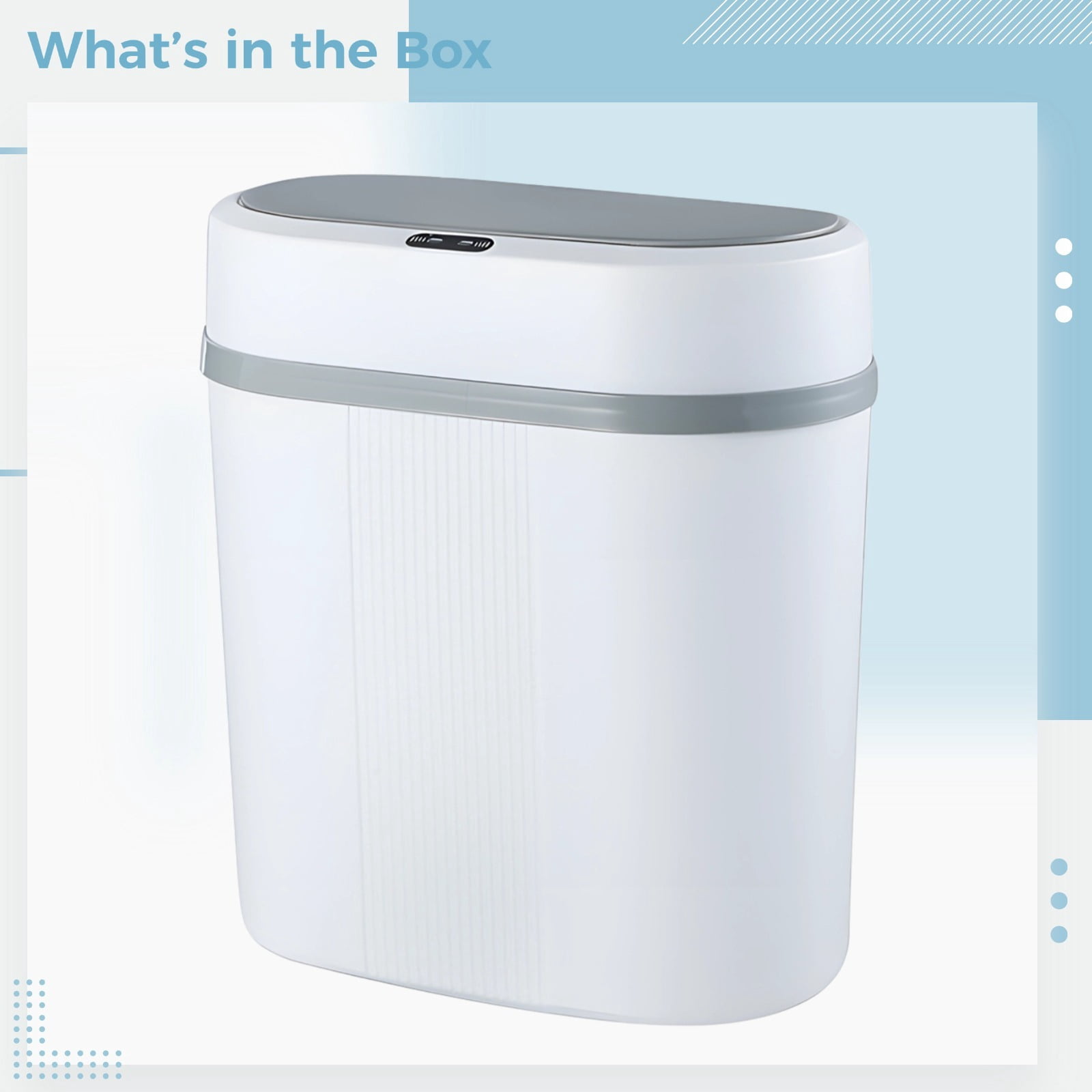 Touchless Slim Trash Can, Automatic Trash Can with Flip-up Lid, Motion Sensor Garbage Can for Tight Space Living Room Bedroom Bathroom Kitchen, White & Grey