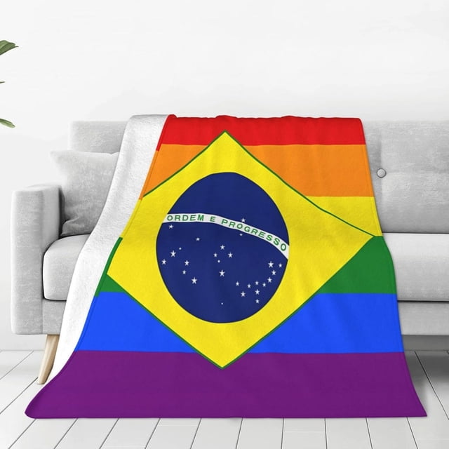 Manta de microfibra ultra suave con la bandera del arcoíris del orgullo gay de Brasil, manta de microfibra para todas las estaciones, manta cálida para cama, silla, sofá, sala de estar, cuna de 80 x