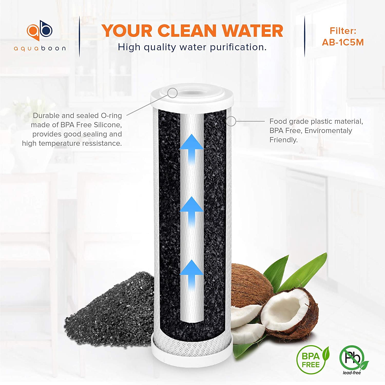 Water Filter Set of 20 Sediment/Carbon 5 Micron Water Filter Catridges by Aquaboon