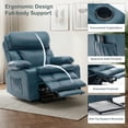 thumbnail image 4 of Felizpace Oversized Power Lift Recliner Chairs for Elderly with Heat and Massage, Dual Motor Infinite Position Recliner, Headrest Adjustment & Hidden Storage, Leathaire, Teal Blue, 4 of 9