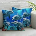 thumbnail image 3 of Cute Dolphin Pillow Covers ,Seashell Starfish Throw Pillow Covers,Ocean Sea Animal Cushion Covers,Underwater World Theme Decorative Accent Pillow Cases for Kids Teens,Blue, 3 of 5