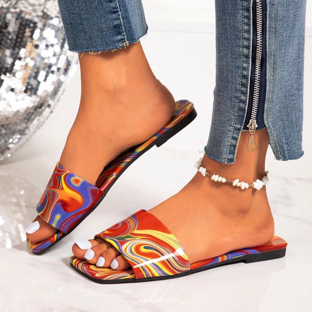 WILLBEST Sandalias De Mujer De Playa, Zapatos De Baile De Tacón Bajo De Goma Con Suela Completa Y Hebilla De Color Liso Para Mujer