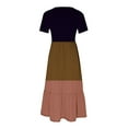 thumbnail image 3 of TAGOLD Summer Womens Plus Size Dress,Women's Summer Casual Short Sleeve Crewneck Dress Casual Flowy Tiered Maxi Beach Dress With Pockets Color MatchPrinting Dress Khaki M, 3 of 4