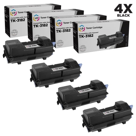 LD Compatible Toner Cartridge Replacement for Kyocera TK-3182 1T02T70US0 (Black  4-Pack)